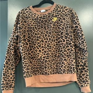 Leopard print fleece Nike sweatshirt